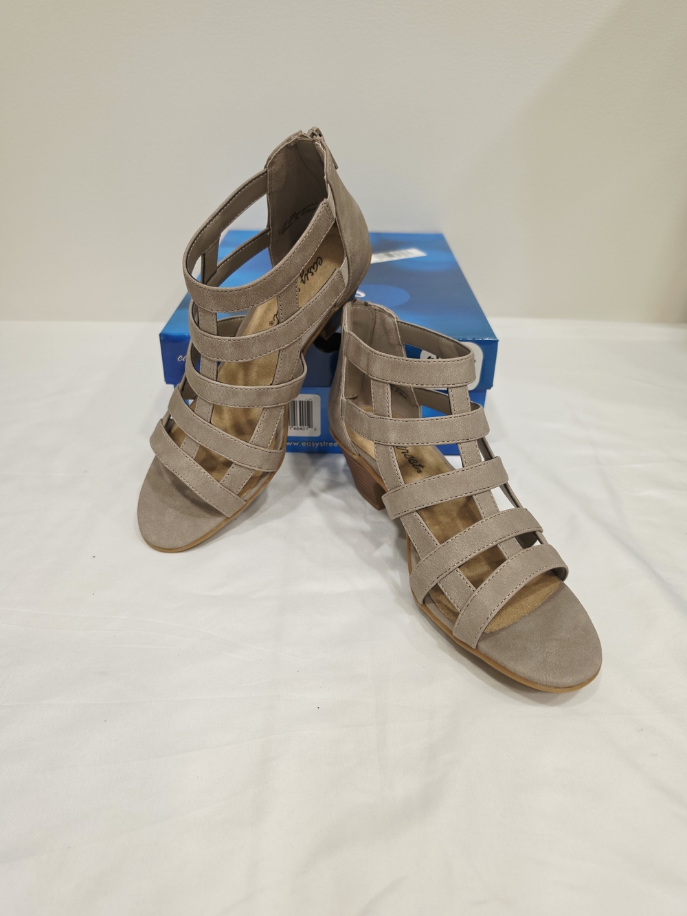 easy street Grey Marg Strappy Gladiator Block Heel Sandals
